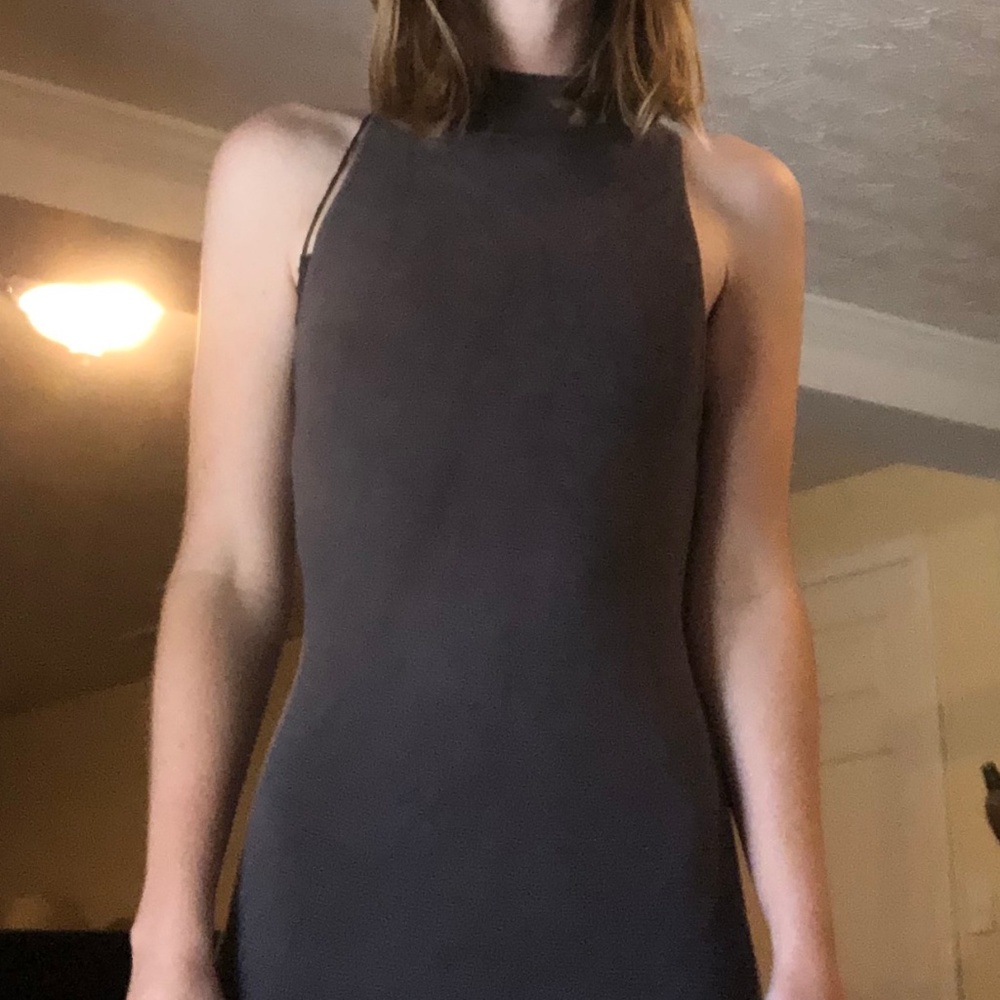 Ribbed Mock Turtleneck Midi Slim Dress